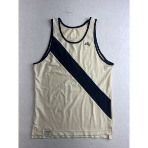 TRACKSMITH Van Cortlandt Singlet Mens Small Ivory Navy Mesh Running Tank Top